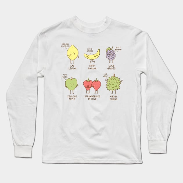 Fruits have feelings too! Long Sleeve T-Shirt by milkyprint